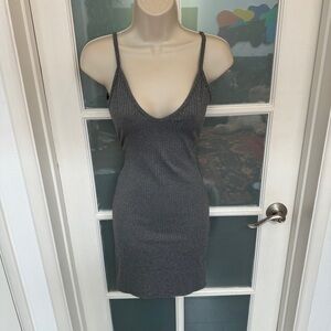 Gray Ribbed Knit Dress